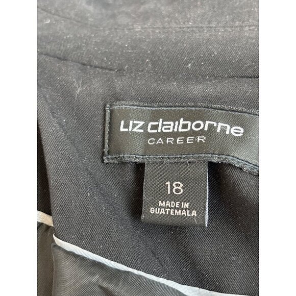 Liz Claiborne Blazer Black Women 18 Fully Lined One Button Notch Collar - Picture 9 of 11